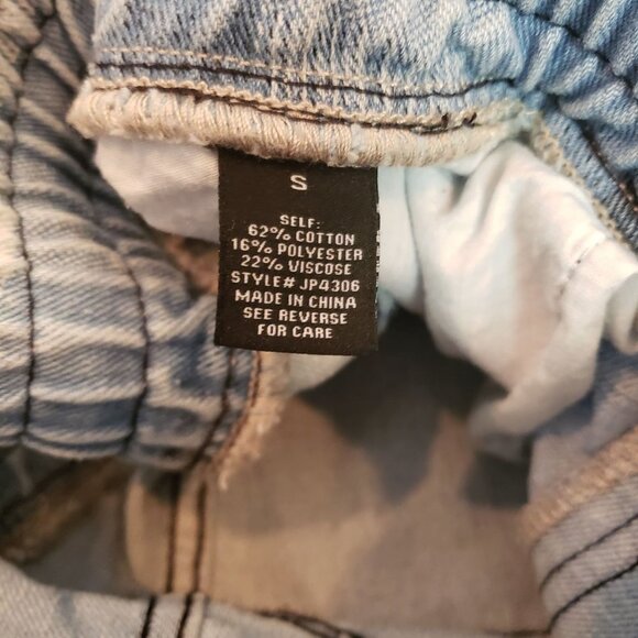 Juny jeans size Small relaxed straight leg checker print pull up drawstring shad - Picture 4 of 8